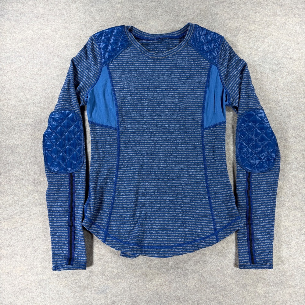 Lululemon Run Ice Queen Long Sleeve Womens 6 Blue Gray Quilted LW3791S 2012